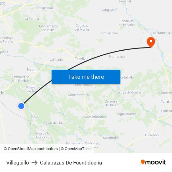 Villeguillo to Calabazas De Fuentidueña map