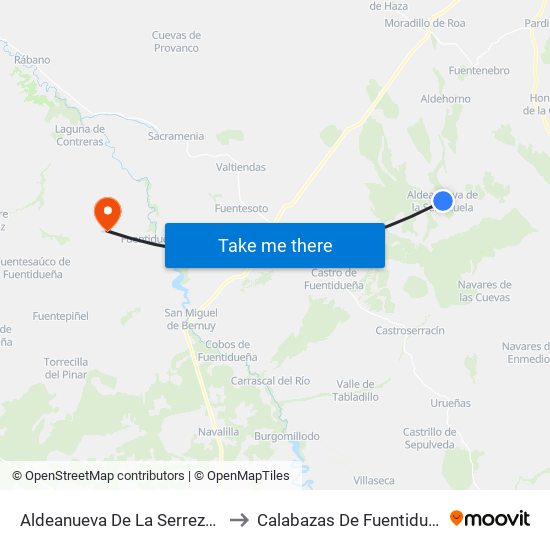 Aldeanueva De La Serrezuela to Calabazas De Fuentidueña map