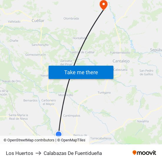 Los Huertos to Calabazas De Fuentidueña map