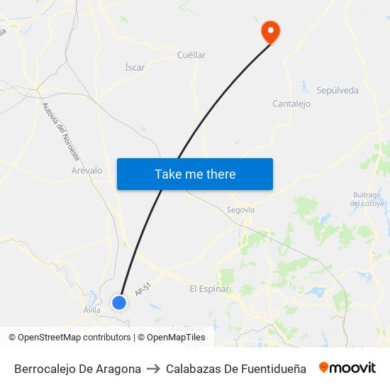 Berrocalejo De Aragona to Calabazas De Fuentidueña map
