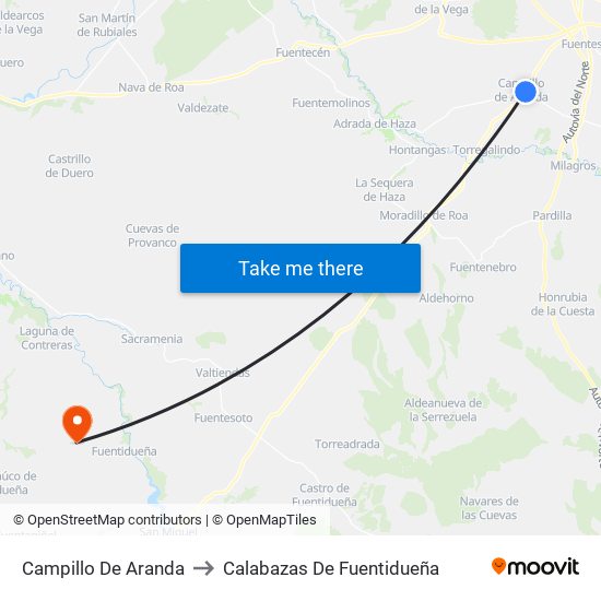Campillo De Aranda to Calabazas De Fuentidueña map
