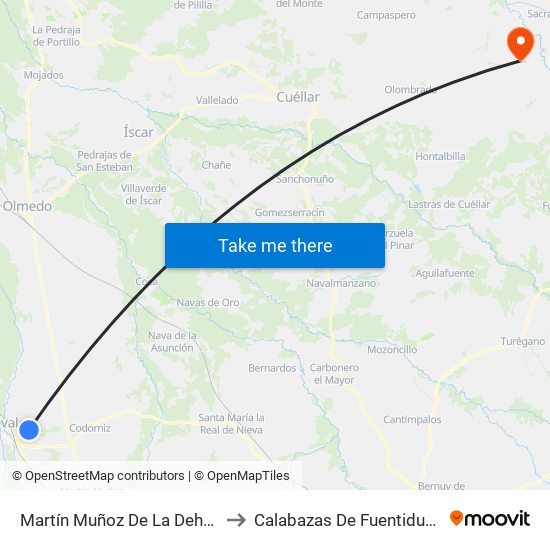 Martín Muñoz De La Dehesa to Calabazas De Fuentidueña map