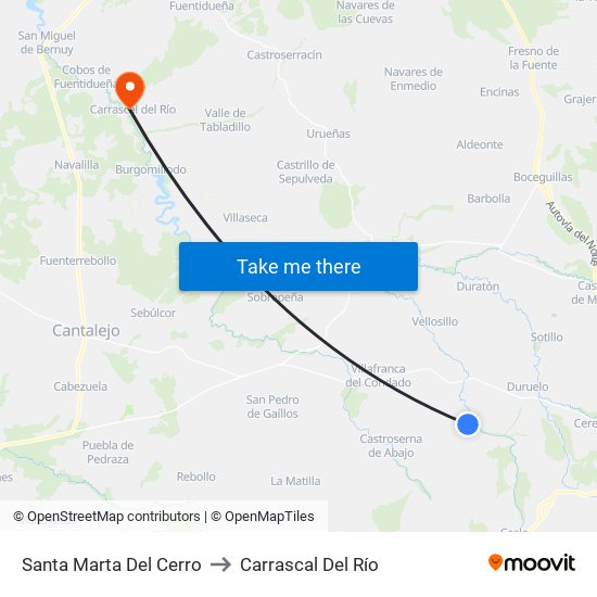 Santa Marta Del Cerro to Carrascal Del Río map