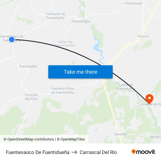 Fuentesaúco De Fuentidueña to Carrascal Del Río map
