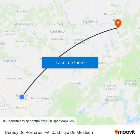 Bernuy De Porreros to Castillejo De Mesleón map
