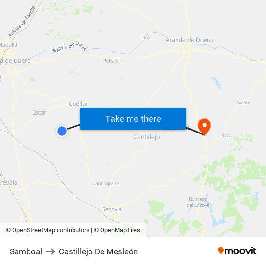 Samboal to Castillejo De Mesleón map