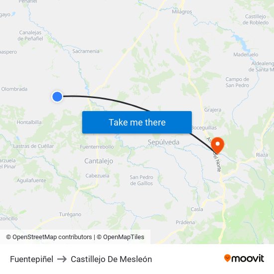 Fuentepiñel to Castillejo De Mesleón map