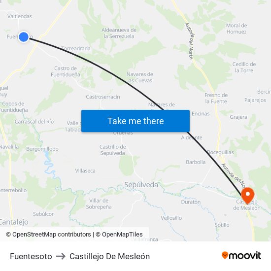 Fuentesoto to Castillejo De Mesleón map