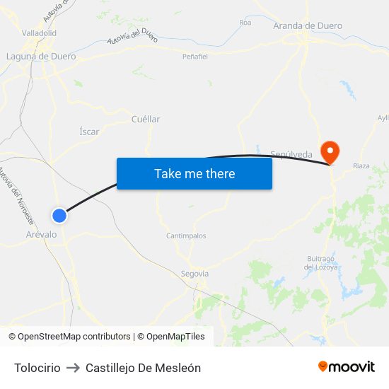 Tolocirio to Castillejo De Mesleón map