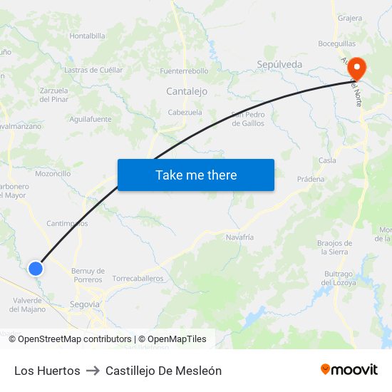Los Huertos to Castillejo De Mesleón map