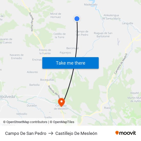 Campo De San Pedro to Castillejo De Mesleón map