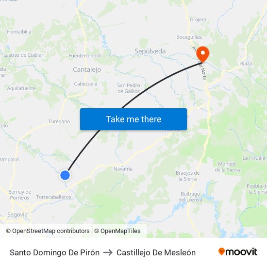 Santo Domingo De Pirón to Castillejo De Mesleón map