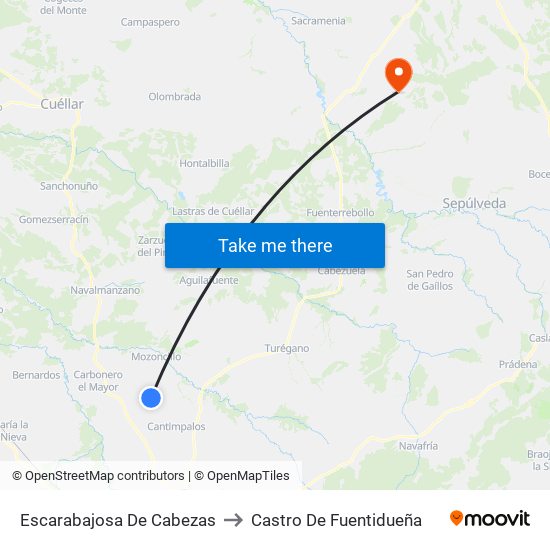 Escarabajosa De Cabezas to Castro De Fuentidueña map