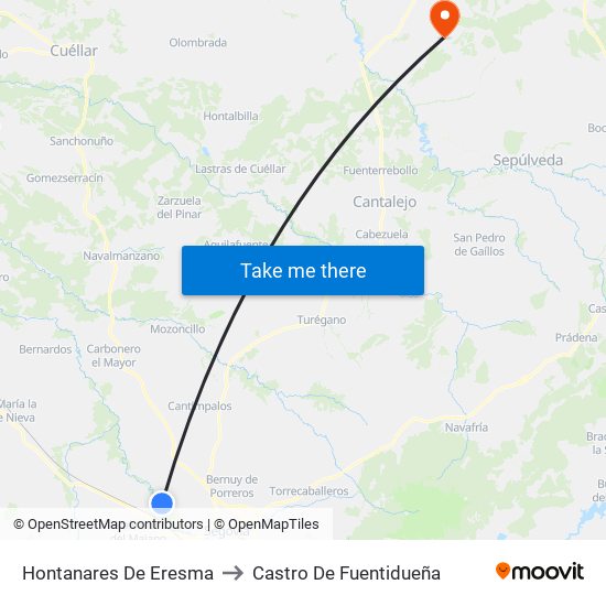 Hontanares De Eresma to Castro De Fuentidueña map