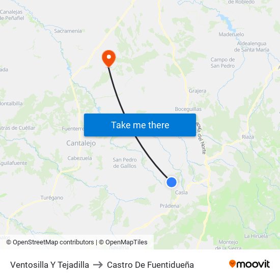 Ventosilla Y Tejadilla to Castro De Fuentidueña map