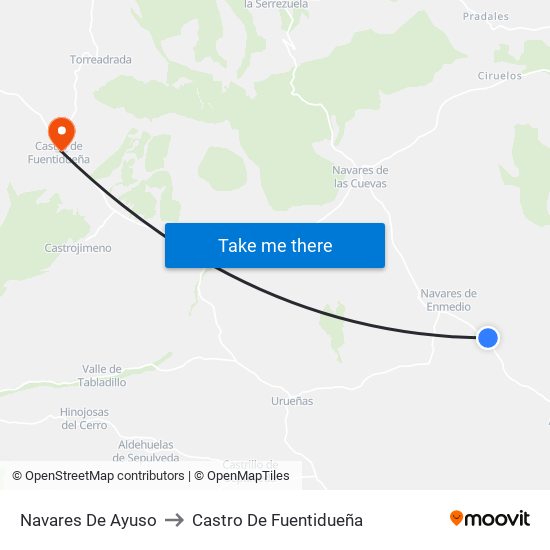 Navares De Ayuso to Castro De Fuentidueña map
