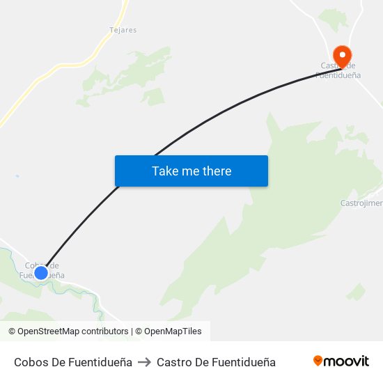 Cobos De Fuentidueña to Castro De Fuentidueña map