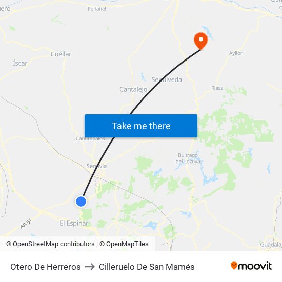 Otero De Herreros to Cilleruelo De San Mamés map
