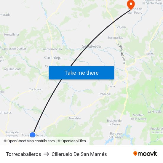 Torrecaballeros to Cilleruelo De San Mamés map