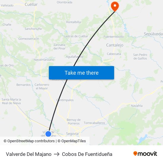 Valverde Del Majano to Cobos De Fuentidueña map