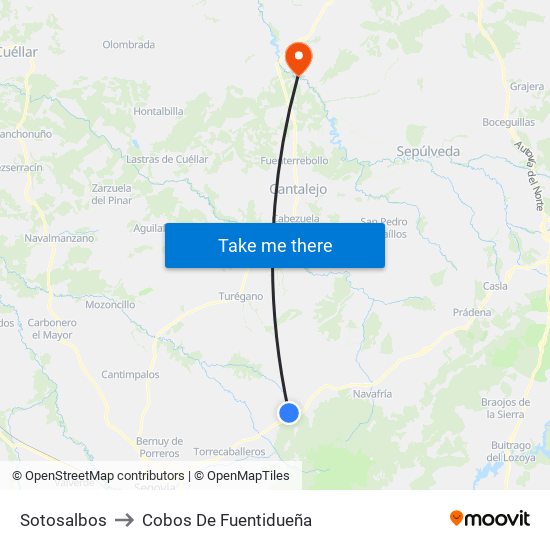 Sotosalbos to Cobos De Fuentidueña map