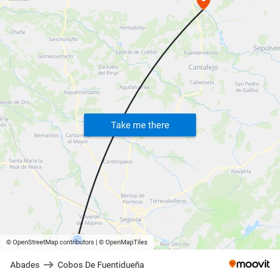 Abades to Cobos De Fuentidueña map