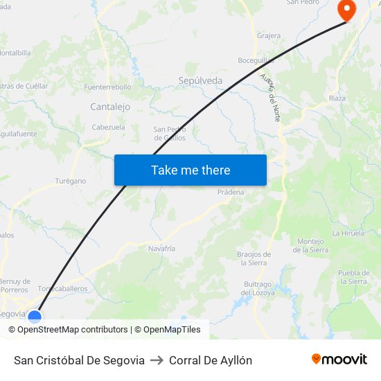 San Cristóbal De Segovia to Corral De Ayllón map
