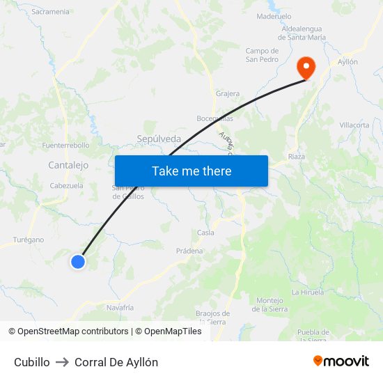 Cubillo to Corral De Ayllón map