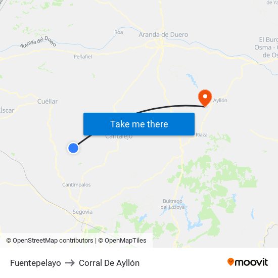 Fuentepelayo to Corral De Ayllón map