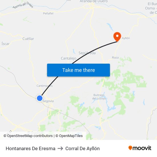 Hontanares De Eresma to Corral De Ayllón map