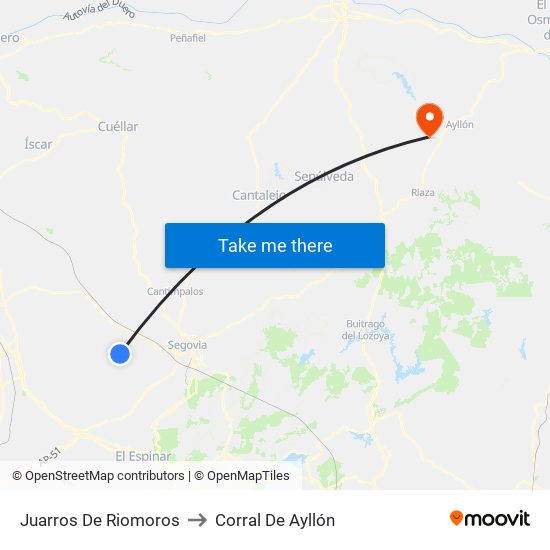 Juarros De Riomoros to Corral De Ayllón map