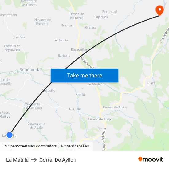La Matilla to Corral De Ayllón map