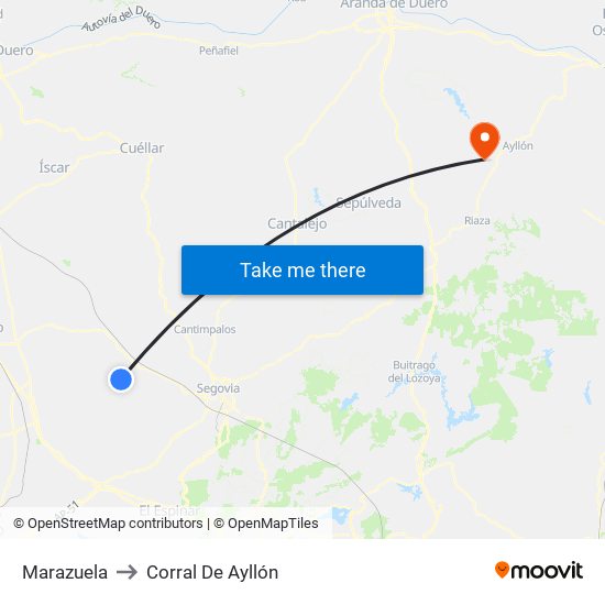 Marazuela to Corral De Ayllón map