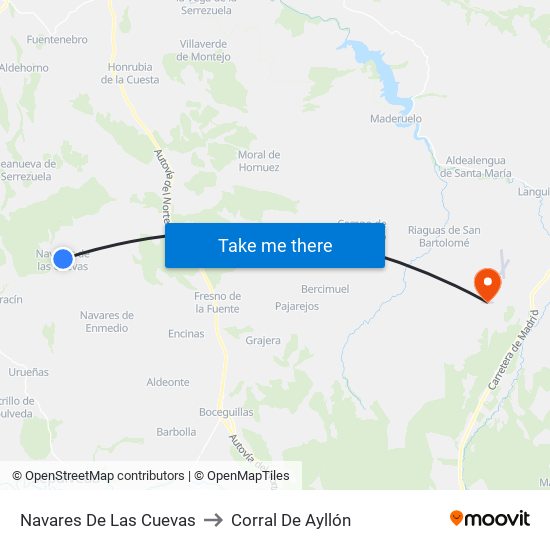 Navares De Las Cuevas to Corral De Ayllón map