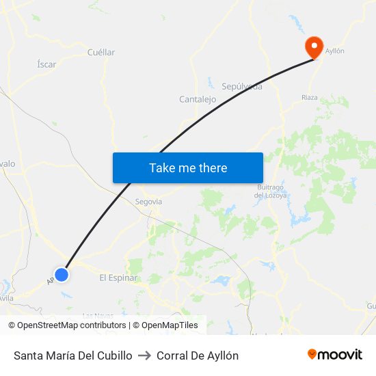 Santa María Del Cubillo to Corral De Ayllón map