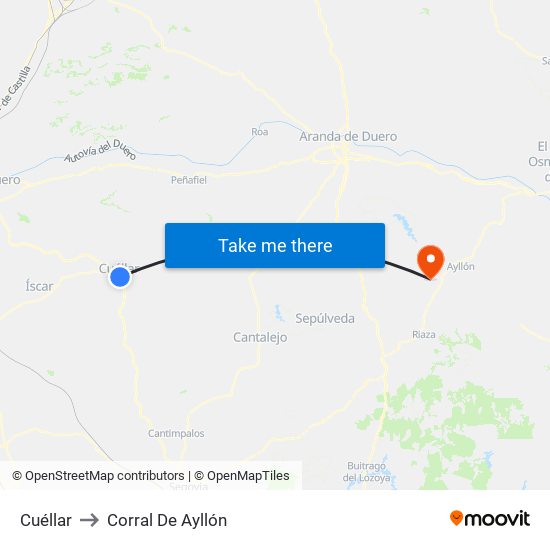 Cuéllar to Corral De Ayllón map