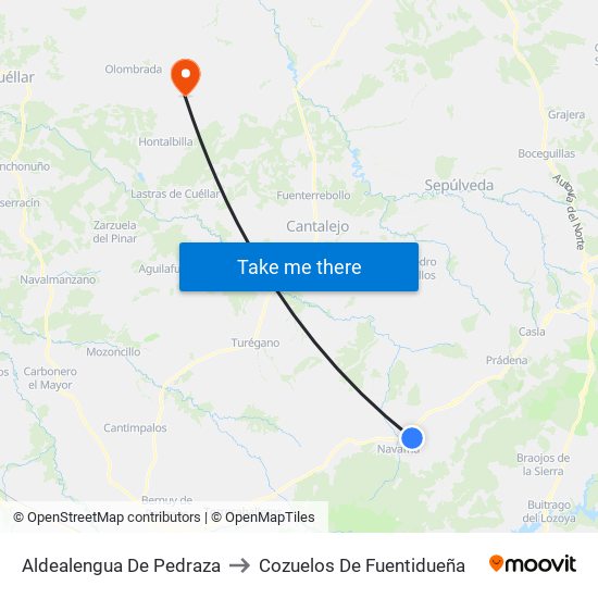 Aldealengua De Pedraza to Cozuelos De Fuentidueña map