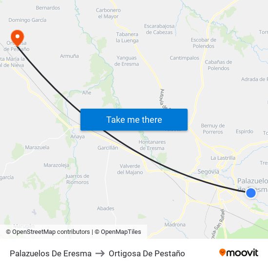 Palazuelos De Eresma to Ortigosa De Pestaño map