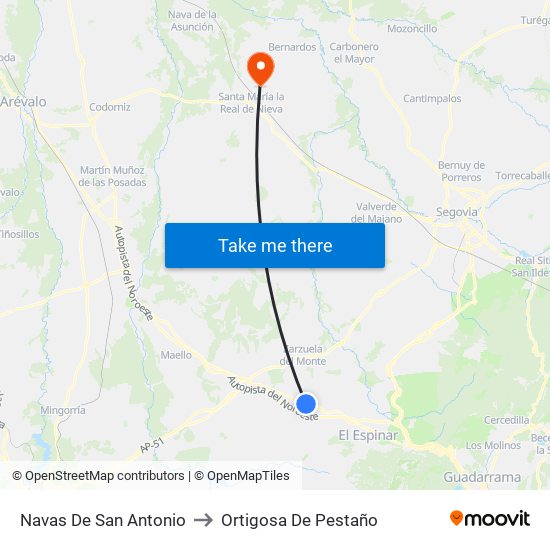 Navas De San Antonio to Ortigosa De Pestaño map