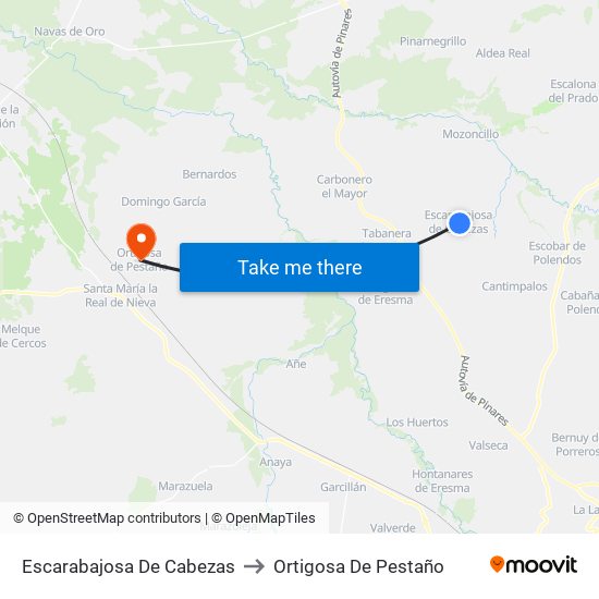 Escarabajosa De Cabezas to Ortigosa De Pestaño map