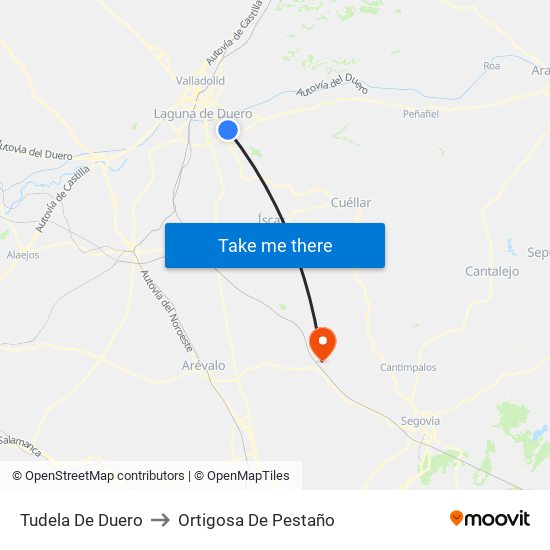 Tudela De Duero to Ortigosa De Pestaño map