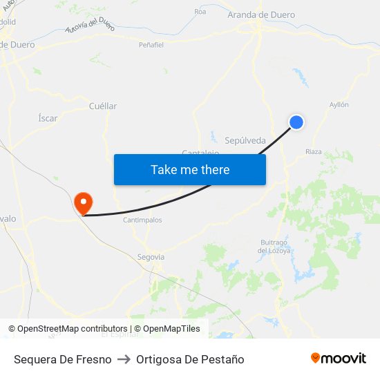 Sequera De Fresno to Ortigosa De Pestaño map