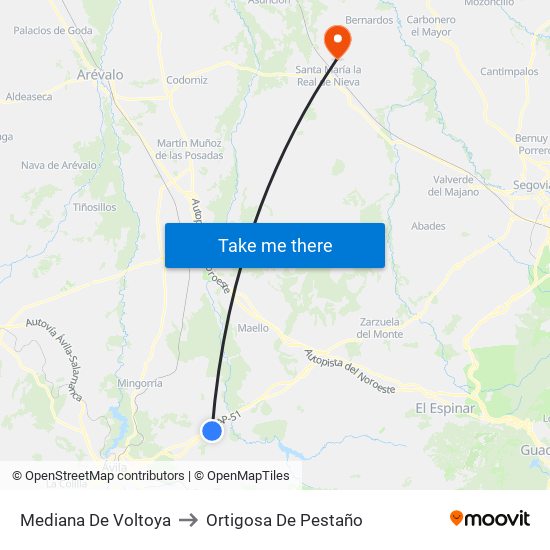 Mediana De Voltoya to Ortigosa De Pestaño map