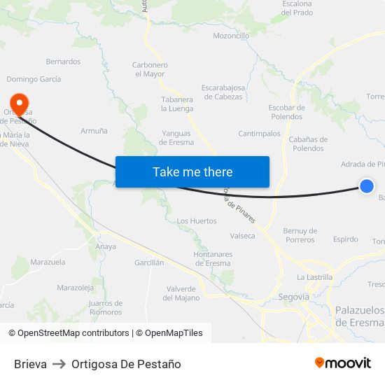 Brieva to Ortigosa De Pestaño map