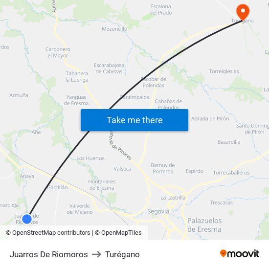 Juarros De Riomoros to Turégano map