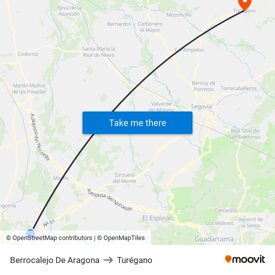 Berrocalejo De Aragona to Turégano map