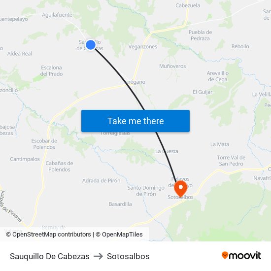 Sauquillo De Cabezas to Sotosalbos map