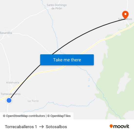 Torrecaballeros 1 to Sotosalbos map