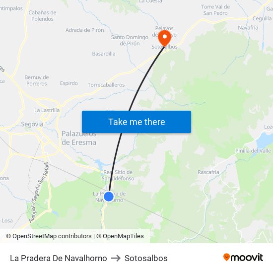 La Pradera De Navalhorno to Sotosalbos map