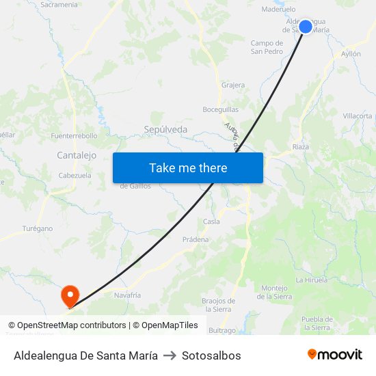 Aldealengua De Santa María to Sotosalbos map